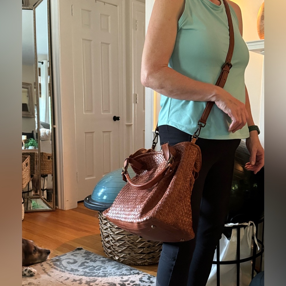 Valentina Woven Leather Tote Handbag - Picture 9 of 12